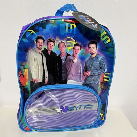 NSYNC Y2K Backpack Vinyl 2001 Blue Purple Keychain New *Stains On Strap main image 4